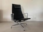 Vitra Eame ea124 fauteuil zwart leer / chroom, Zwart, Leer, Ophalen of Verzenden, Zo goed als nieuw