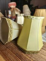 Vintage charmant lampenkapjes (groen-geel, 11 cm), Huis en Inrichting, Lampen | Lampenkappen, Ophalen of Verzenden, Groen, Rond