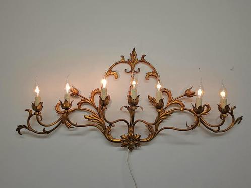 UNIEK brede antieke Franse applique / wandlamp 7-lichts, Huis en Inrichting, Lampen | Wandlampen, Metaal, Ophalen of Verzenden