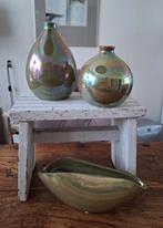 Olijfgroene vazen set aardewerk PTMD set €7,50, Minder dan 50 cm, Gebruikt, Ophalen, Overige kleuren