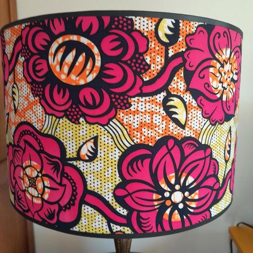 Vrolijke retro lampenkap fuchsia oranje geel zwart, Huis en Inrichting, Lampen | Lampenkappen, Nieuw, Minder dan 25 cm, Rond, Zwart