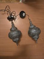 Grijze hanglamp met zwart accent, Huis en Inrichting, Gebruikt, Ophalen of Verzenden, Oosters, Metaal