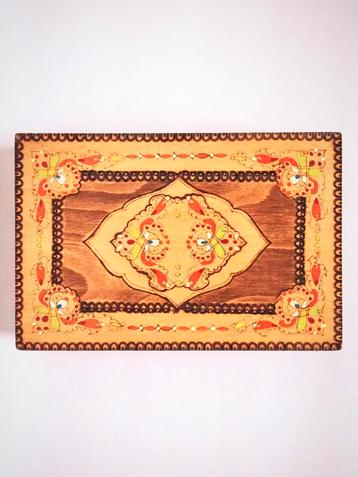 Vintage 50s 60s kist kistje hout gekleurd deco bohemian beschikbaar voor biedingen