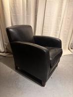 Vintage Zwarte Schapenleren Fauteuil, Gebruikt, Stoer Vintage geleefd, 75 tot 100 cm, Leer