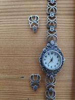 zilveren horloge met markasieten en parelmoer wijzerplaat, Sieraden, Tassen en Uiterlijk, Horloges | Dames, Overige merken, Gebruikt