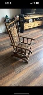Vintage Houten Schommelstoel met Bloemenbekleding, Gebruikt, 75 tot 100 cm, Ophalen of Verzenden, 50 tot 75 cm