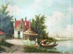 schilderij, zicht aan de oever; gesigneerd, van Lendt, Ophalen