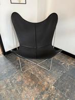 Vlinderstoel/ RVS/Leder Zwart, Huis en Inrichting, Stoelen, Ophalen, Zo goed als nieuw, Zwart, Eén