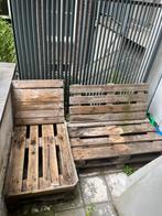 GRATIS Twee zelfgemaakte tuinmeubel van pallets, Tuin en Terras, Tuinbanken, Ophalen, Gebruikt, Hout