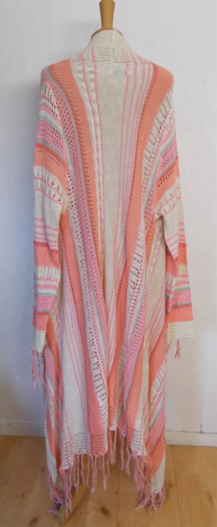 Lang pastel kleuren vest met sliertjes! XL, Kleding | Dames, Truien en Vesten, Zo goed als nieuw, Maat 46/48 (XL) of groter, Beige
