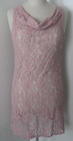 Jurk roze kant met watervalhals maat L Oksel - oksel 48 cm, Kleding | Dames, Maat 38/40 (M), Ophalen of Verzenden, Zo goed als nieuw