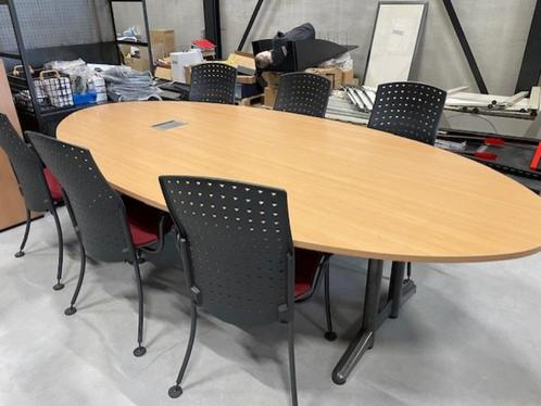 Vergadertafel met 6 stoelen – zo goed als nieuw, Huis en Inrichting, Tafels | Eettafels, Zo goed als nieuw, 100 tot 150 cm, 200 cm of meer