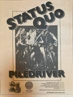 Paginagrote A3 advertentie STATUS QUO Piledriver tour, Ophalen of Verzenden