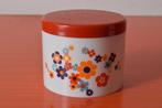Retro vintage kunststof voorraadpot met funky bloemdecor, Ophalen of Verzenden, Zo goed als nieuw, Overige materialen, Pot, Bus of Blik