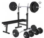 Halterbank inclusief 50kg gewichten, Ophalen, Krachtstation, Zo goed als nieuw, Metaal