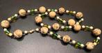 Vintage Chinese porselein beschilderde beige kralen ketting, Ophalen of Verzenden, Zo goed als nieuw, Overige materialen
