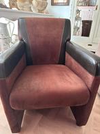 Fauteille stoel bruin suede, Huis en Inrichting, Fauteuils, Ophalen, Zo goed als nieuw, Minder dan 75 cm, 50 tot 75 cm