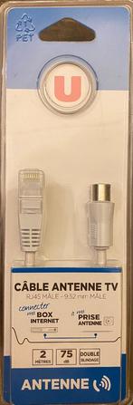 Antennekabel RJ45 male – coax male (9,52 mm), 2 meter, 75 dB, Eu, Eu, Nieuw, Ophalen of Verzenden