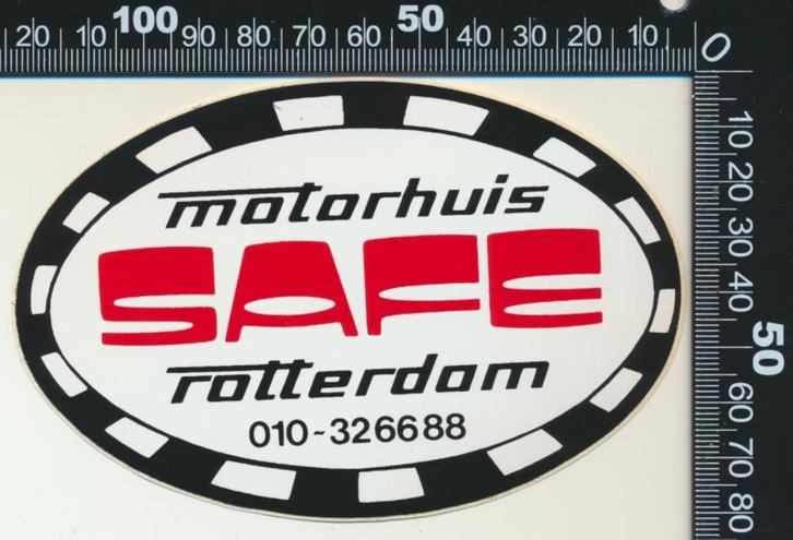 Sticker: Motorhuis Safe - Rotterdam, Verzamelen, Stickers, Zo goed als nieuw, Bedrijf of Vereniging, Ophalen of Verzenden