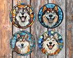 Malamute Glas in Lood onderzetters met houder rond, Ophalen of Verzenden, Nieuw, Glas of Kopje
