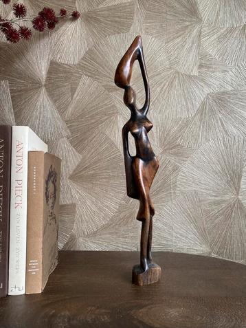 Vintage Art - Houten sculptuur van Afrikaanse vrouw beschikbaar voor biedingen