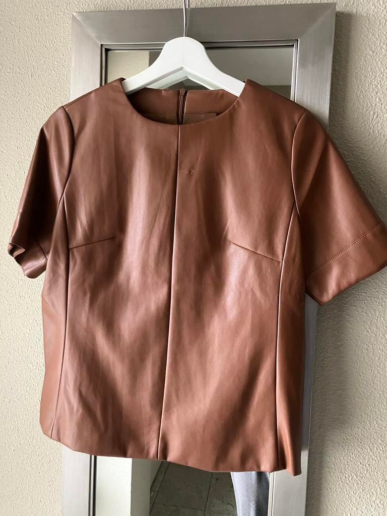 Bruine PU leren top # maat L # Bull Sisters, Kleding | Dames, Tops, Maat 38/40 (M), Bruin, Ophalen of Verzenden, Zo goed als nieuw