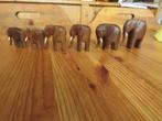 teak houten olifanten parade 6 stuks in aflopende grootte, Ophalen of Verzenden