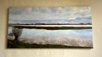 Groot ( 200 cm) schilderij riviergezicht Herwijnen de Waal, Ophalen