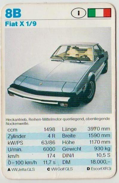 C306 autokaartje 8b fiat x 1/ 9, Verzenden, Zo goed als nieuw, Auto's