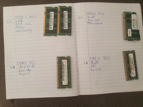 hynix samsung transcend ddr2 667, Computers en Software, RAM geheugen, Zo goed als nieuw, Laptop, DDR2, Ophalen of Verzenden