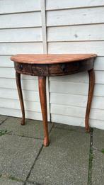 Sidetable halfrond hout 76x39x74 gaaf!, Huis en Inrichting, Tafels | Sidetables, Ophalen, 25 tot 50 cm, Rechthoekig