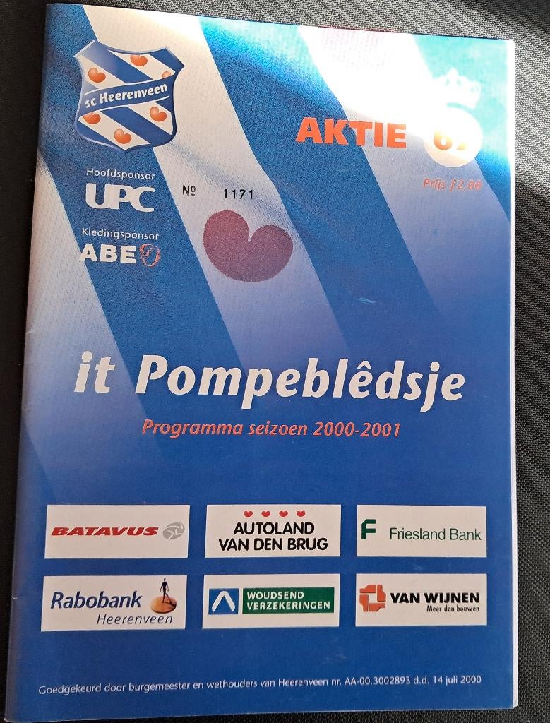 SC Heerenveen - Sparta 2000 / 2001, Ophalen of Verzenden, Zo goed als nieuw, Overige binnenlandse clubs, Boek of Tijdschrift