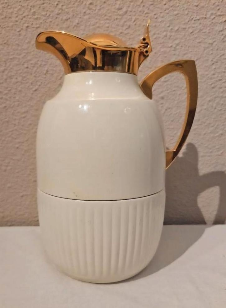 Vintage Alfi Juwel Thermoskan - Wit & Goud, jaren '70, Huis en Inrichting, Keuken | Keukenbenodigdheden, Gebruikt, Ophalen