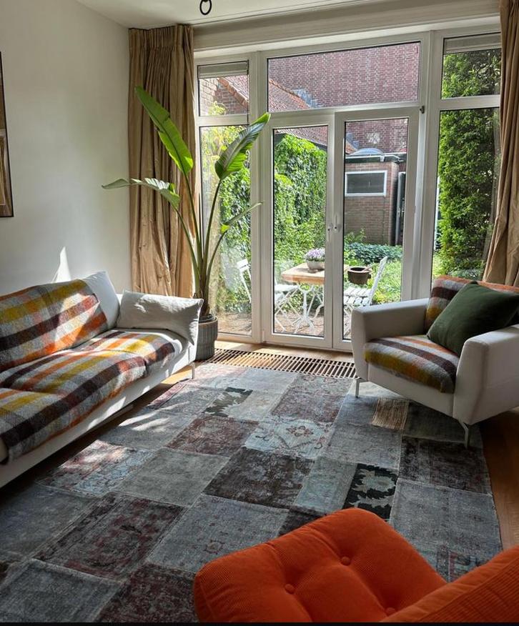 Exclusief Afghaans patchwork tapijt PJ van Aalst, Huis en Inrichting, Stoffering | Tapijten en Kleden, Zo goed als nieuw, 200 cm of meer