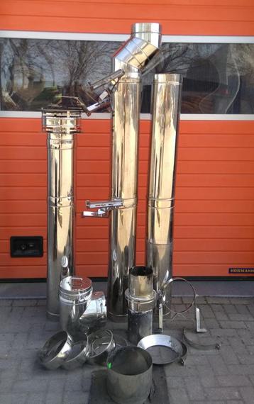 Compleet set 6 m dubbelwandige kachelpijpen diam 150 mm beschikbaar voor biedingen