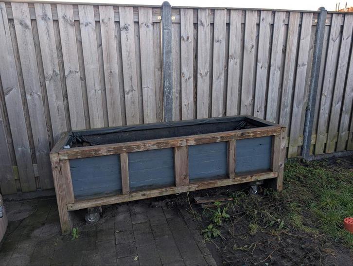 Douglas Plantenbak op wielen - 70x205 cm, Tuin en Terras, Bergingen en Tuinkasten, Gebruikt, Overige typen, Hout, Ophalen