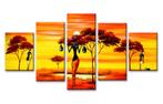 Nieuw * 5 Luik Schilderij Canvas * Afrika Vrouw 80x160cm, Antiek en Kunst, Ophalen of Verzenden