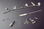 1 bedelarmband, 1 naamarmband, 4 bedels, zilver, antiek, Gebruikt, Verzenden, Met bedels of kralen, Zilver