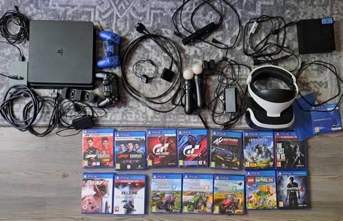 Sony Playstation 4, met PSVR en 14 games, Spelcomputers en Games, Games | Sony PlayStation 4, Gebruikt, 2 spelers, Vanaf 12 jaar