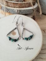 Art-Ajoure Zilver Art-Ajoure triangel oorbellen met Smaragd, Sieraden, Tassen en Uiterlijk, Oorbellen, Verzenden, Nieuw, Zilver