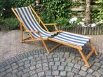 Vitrage strandstoel met voetensteun, Ophalen of Verzenden, Gebruikt, Hout