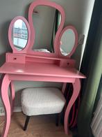 Roze Kaptafel met Spiegel, Huis en Inrichting, Tafels | Kaptafels, Ophalen, Gebruikt, 100 tot 150 cm, 50 tot 100 cm