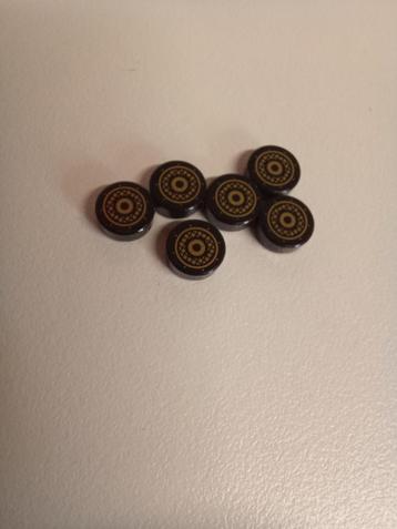 NIEUW: Black Tile, Round 1 x 1 with Gold Concentric Circles  beschikbaar voor biedingen