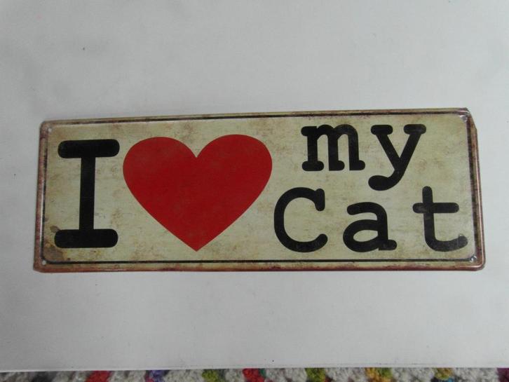 metalen plaat I love my cat"  Box wenskaarten/enveloppen kat, Dieren en Toebehoren, Katten-accessoires, Nieuw, Ophalen of Verzenden
