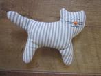 Hema beige-wit gestreept jersey poes-kat knuffel rammelaar, Ophalen of Verzenden, Zo goed als nieuw, Poes