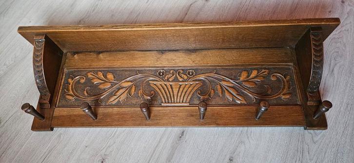 Barok Wandkapstok met plank, Huis en Inrichting, Woonaccessoires | Kapstokken, Gebruikt, Wandkapstok, Minder dan 100 cm, Hout