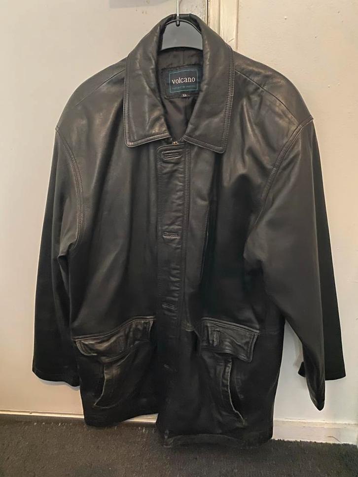 Mooie leren schapenvacht jas, Kleding | Heren, Jassen | Zomer, Gedragen, Maat 52/54 (L), Zwart, Ophalen