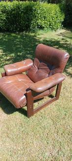 Vintage leren fauteuil, Ophalen, Gebruikt, 75 tot 100 cm, 50 tot 75 cm