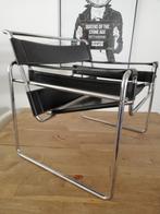 Marcel Breuer Bauhaus B3 Wassily buisframe stoel zwart leer, Gebruikt, Ophalen of Verzenden, Metaal, Nvt