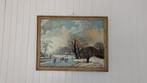 Olie verf  winterlandschap 90 x 70, Ophalen of Verzenden
